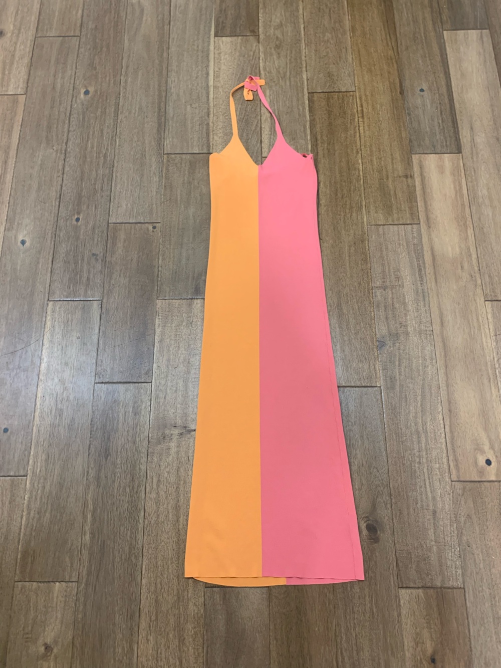 Zara Colorblock Halter One-Piece in Coral and Orange